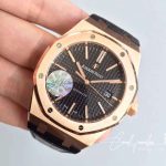 Replica Audemars Piguet Royal Oak 15400 Jf Factory Leather Strap Black Dial (3)