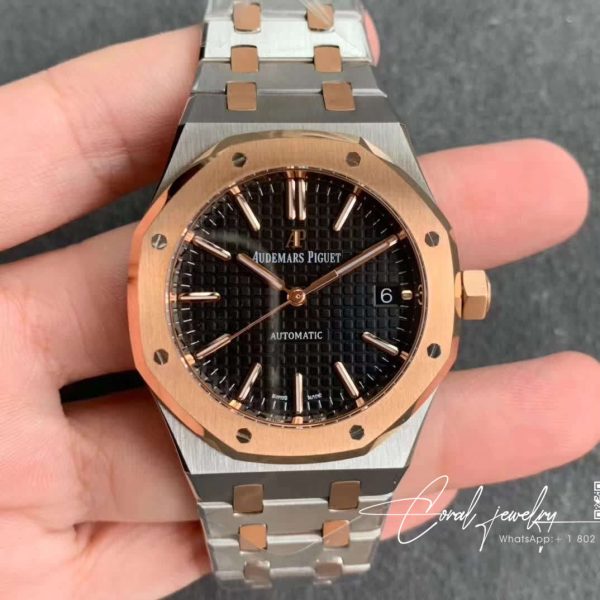 Replica Audemars Piguet Royal Oak 15400 Jf Factory Rose Gold Black Dial (1)