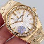 Replica Audemars Piguet Royal Oak Quartz 67651ba.zz.1261ba.01 Jf Factory Yellow Gold Diamond (4)