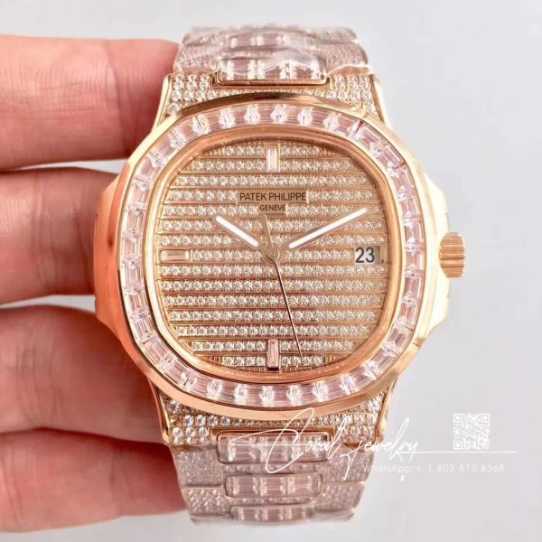 Replica Patek Philippe Nautilus Jumbo 57191g 001 Rose Gold Diamonds Dial (1)