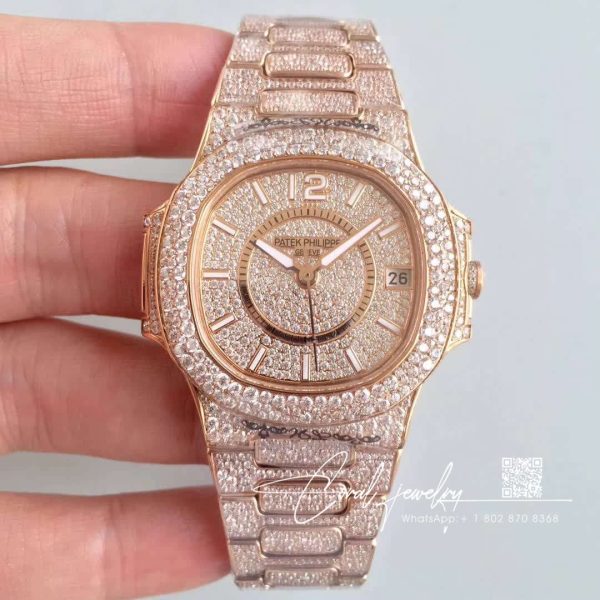 Replica Patek Philippe Nautilus Jumbo 70211r 001 Full Paved Diamonds Dial (1)