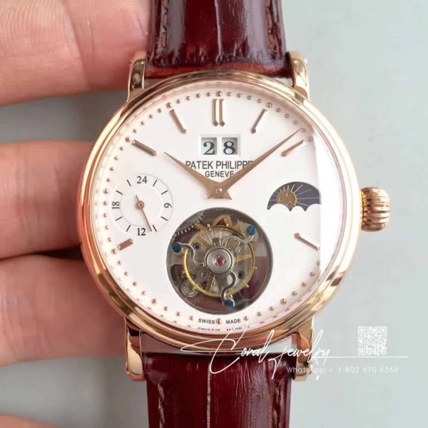 Replica Patek Philippe Tourbillon Moonphase 24h Power Reserve White Dial (1)