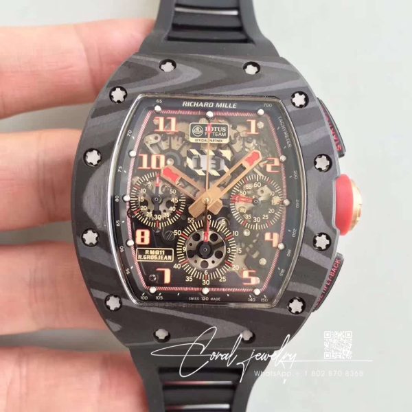 Replica Richard Mille Rm 011 Kv Factory Black Rubber Strap (1)