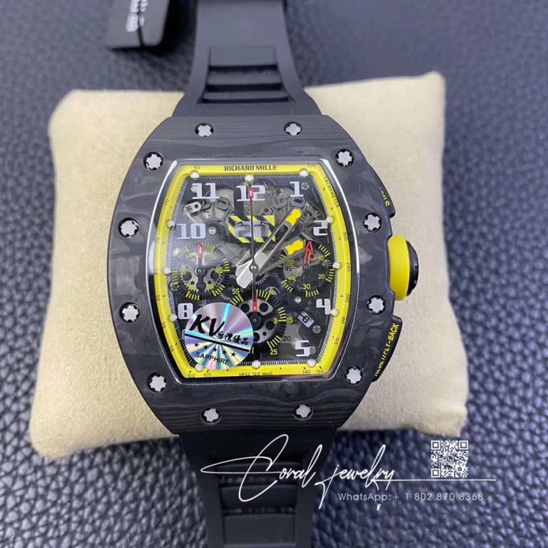 Replica Richard Mille Rm 011 Kv Factory Black Rubber Strap (10)