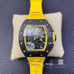 Replica Richard Mille Rm 011 Kv Factory Yellow Rubber Strap (1)