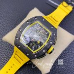 Replica Richard Mille Rm 011 Kv Factory Yellow Rubber Strap (3)