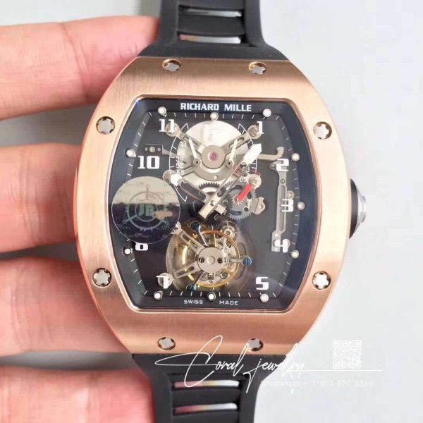 Replica Richard Mille Rm001 Rose Gold Tourbillon Jb Factory Black Dial (1)