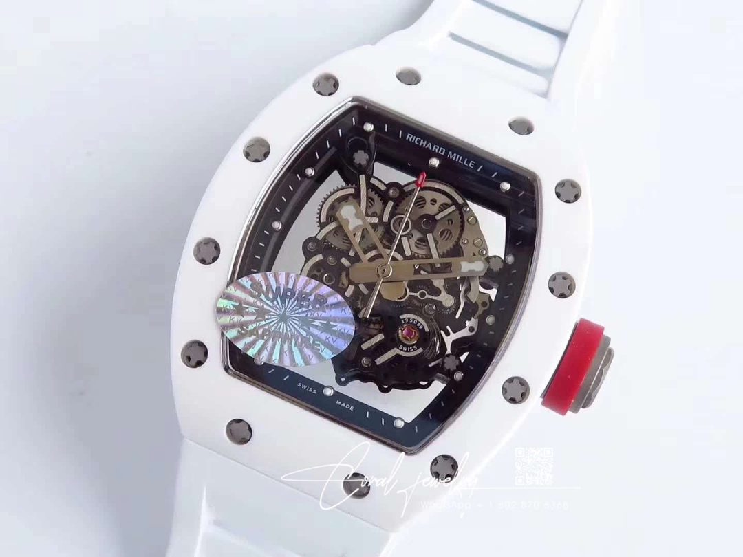 Replica Richard Mille Rm055 Kv Factory White Rubber Strap (3)