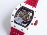 Replica Richard Mille Rm055 Red Strap Kv Factory Skeleton Dial (3)