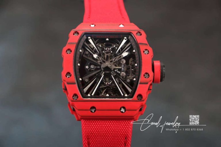 Replica Richard Mille Rm12 01 Tourbillon Rm Factory Red Carbon Fiber (3)