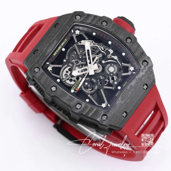 Replica Richard Mille Rm35 01 Bbr Factory Carbon Fiber Case Rubber Strap (2)