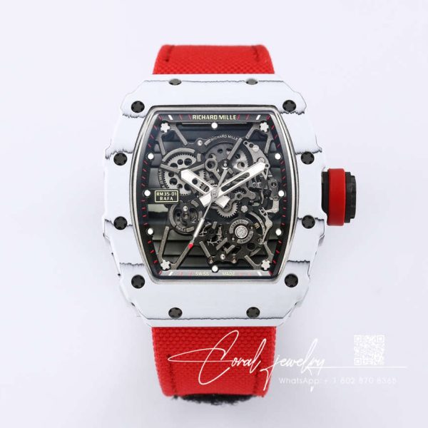 Replica Richard Mille Rm35 01 Bbr Factory Red Fabric Strap (10)