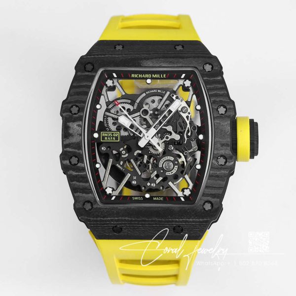 Replica Richard Mille Rm35 02 Bbr Factory Yellow Strap Skeleton Dial (1)