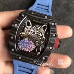 Replica Richard Mille Rm35 02 Kv Factory Blue Rubber Strap (3)