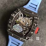 Replica Richard Mille Rm35 02 Kv Factory Blue Rubber Strap (9)