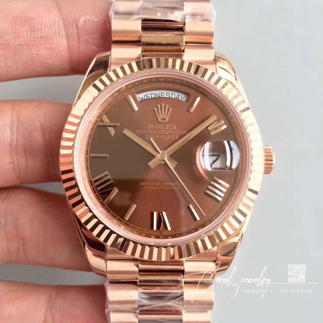 Replica Rolex Day Date 40mm 228235 Ew Factory Brown Dial (1)