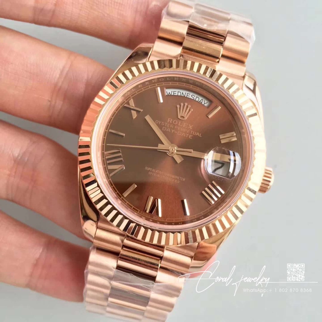 Replica Rolex Day Date 40mm 228235 Ew Factory Brown Dial (3)