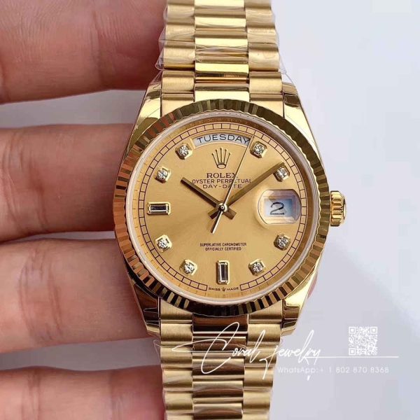 Replica Rolex Day Date M128238 0008 Yellow Gold Ew Factory Champagne Dial (1)