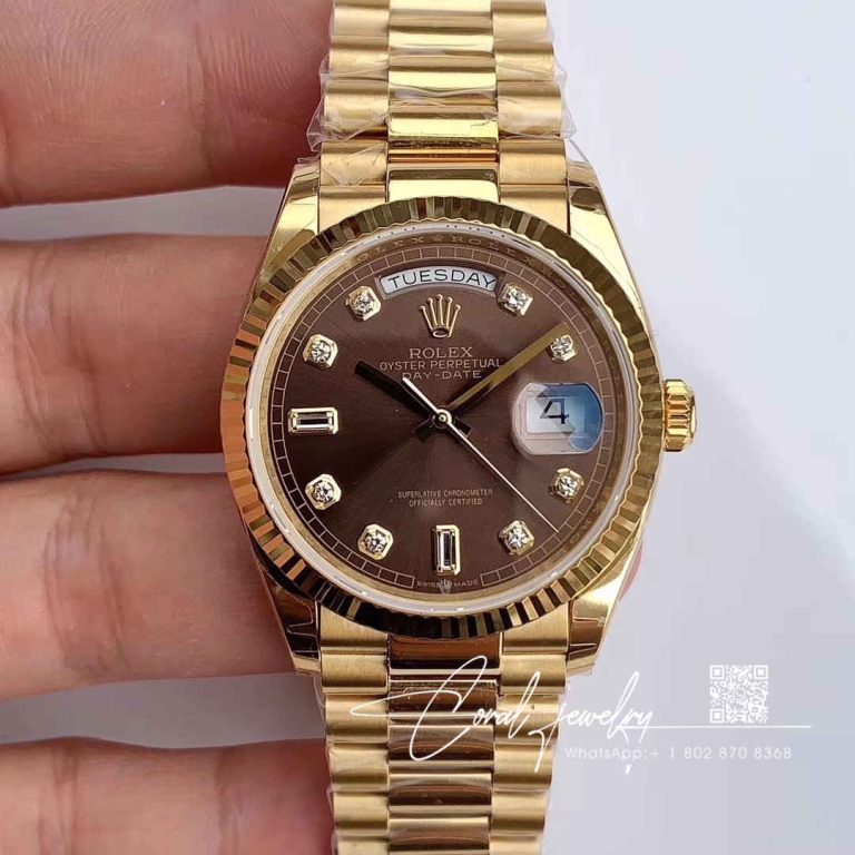 Replica Rolex Day Date M128238 0022 Yellow Gold Ew Factory Gray Dial (1)