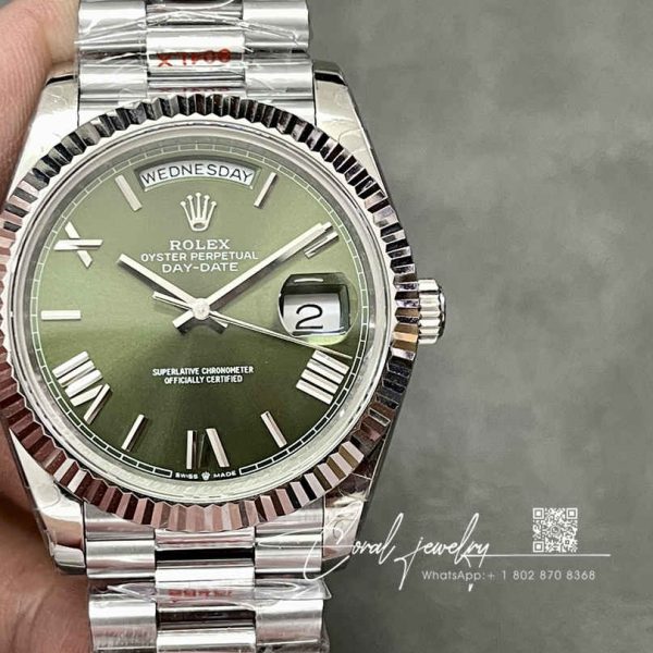 Replica Rolex Day Date M228236 0008 Gm Factory V2 Green Dial Stainless Steel (1)