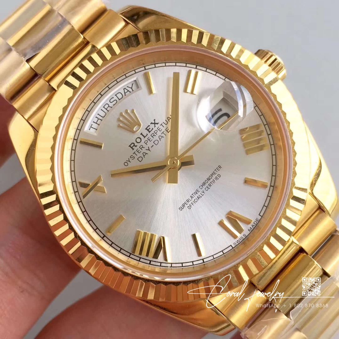 Replica Rolex Day Date M228238 0042 Ew Factory Gold Strap (4)