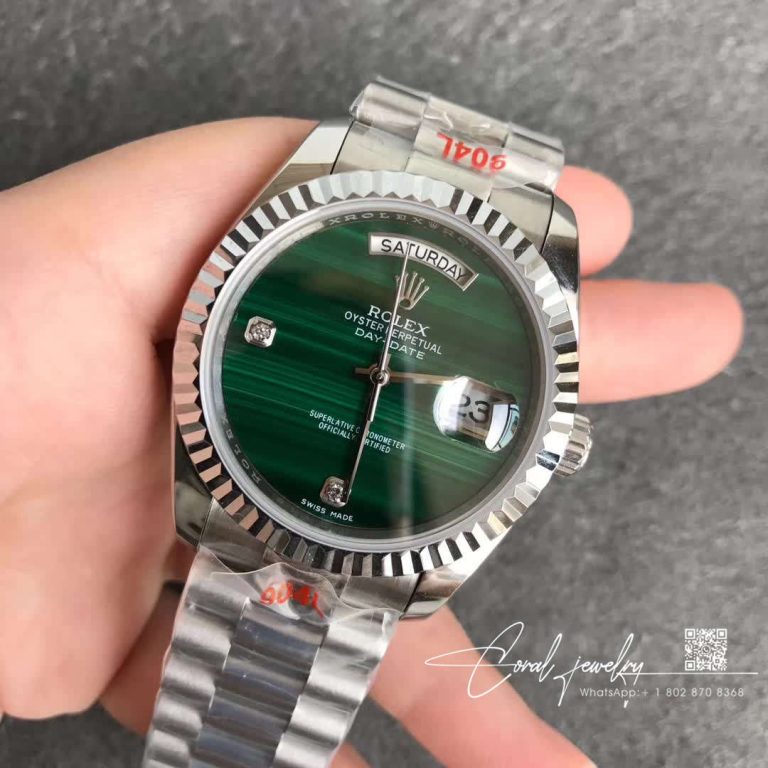 Replica Rolex President Day Date 18038 Malachite Green Diamond Dial (2)