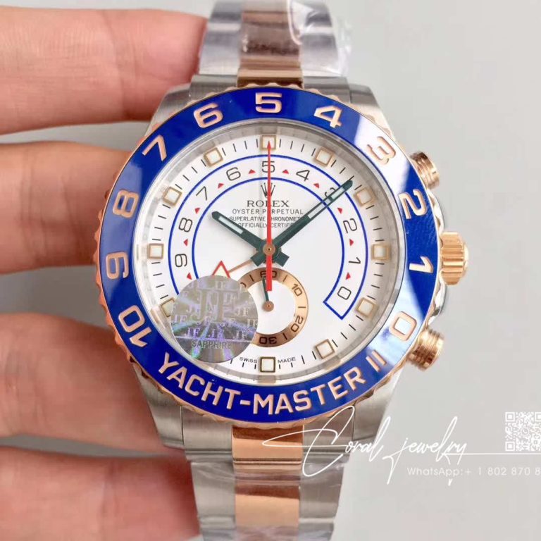 Replica Rolex Yacht Master Ii 116681 Jf Factory Rose Gold White Dial (1)