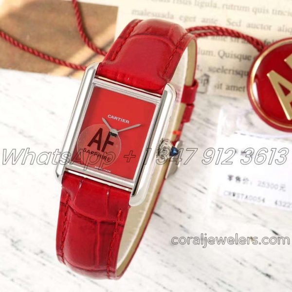 Replica Cartier Tank Must Af Red Dial In Steel Swiss Quartz (1)