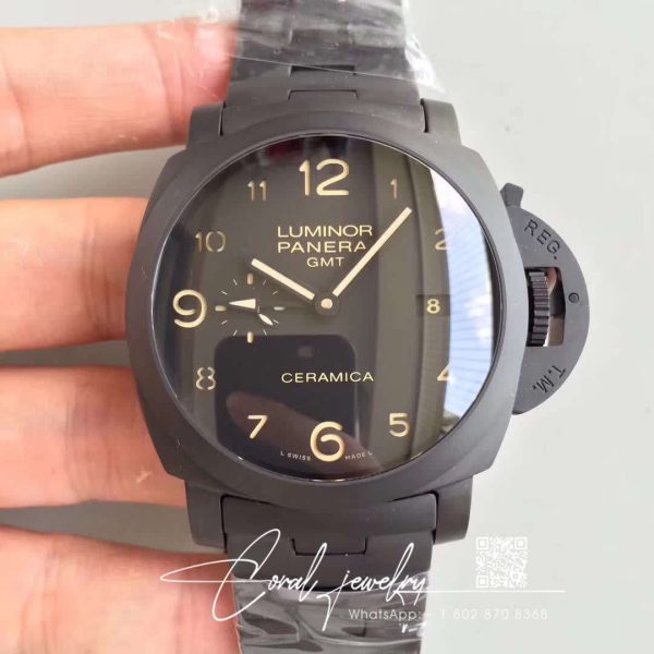 Replica Panerai Tuttonero Luminor 1950 3 Days Gmt Pam438 Vs Factory Black Dial (1)