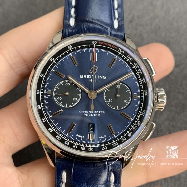 Replica Breitling Premier B01 Chronograph Ab0118221c1a1 Gf Factory Blue Strap (1)