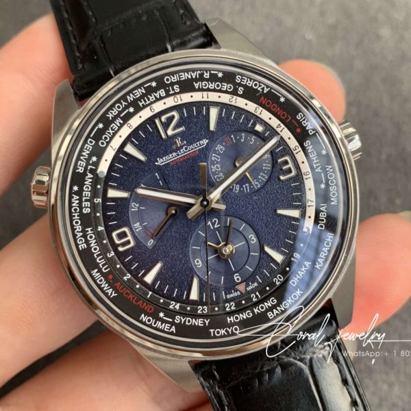 Replica Jaeger Lecoultre Polaris Geographic 904847j 42mm Twa Factory Black Blue Textured Dial (2)