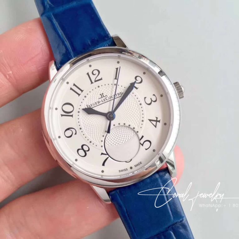 Replica Jaeger Lecoultre Rendez Vous 3448420 Blue Leather Strap White Dial (2)