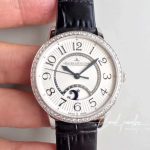 Replica Jaeger Lecoultre Rendez Vous 3612420 Black Leather Strap White Dial (1)