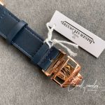 Replica Jaeger Lecoultre Reverso Tribute Double Sided Double Time Zone Flip Mg Factory Rose Gold Blue Dial (6)