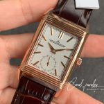 Replica Jaeger Lecoultre Reverso Tribute Double Sided Double Time Zone Flip Mg Factory Rose Gold White Dial (3)