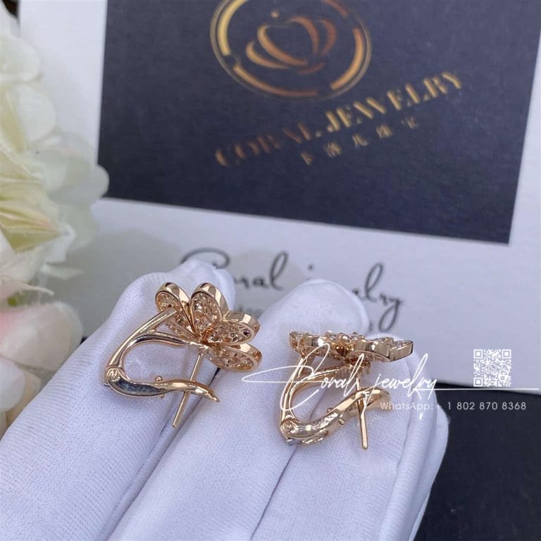 Van Cleef & Arpels Frivole Earrings, Small Model Rose Gold, Diamond Vcarp7rm00 (6)