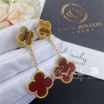 Van Cleef & Arpels Magic Alhambra Earrings, 2 Motifs Yellow Gold, Carnelian, Tiger Eye Vcarn5jr00 (1)