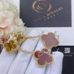 Van Cleef & Arpels Magic Alhambra Earrings, 2 Motifs Yellow Gold, Carnelian, Tiger Eye Vcarn5jr00 (3)