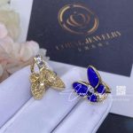 Van Cleef & Arpels Two Butterfly Earrings Yellow Gold, Diamond, Lapis Lazuli Vcarp3do00 (6)