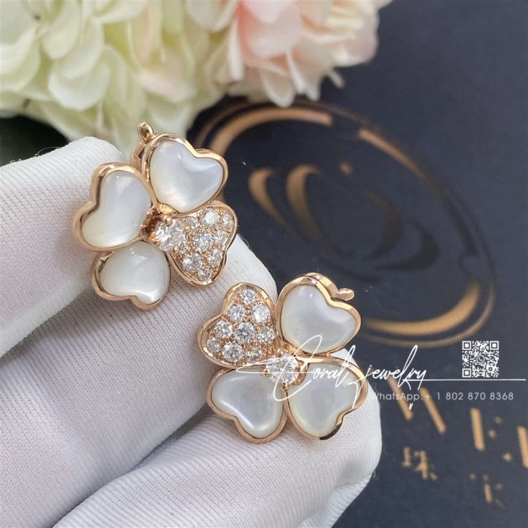 Van Cleef & Arpels Cosmos Earrings, Small Model Rose Gold, Diamond, Mother Of Pearl Vcaro5bx00 (4)