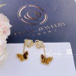 Van Cleef & Arpels Lucky Alhambra Earrings, 2 Motifs Yellow Gold, Mother Of Pearl, Tiger Eye Vcard79800 (2)