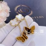 Van Cleef & Arpels Lucky Alhambra Earrings, 2 Motifs Yellow Gold, Mother Of Pearl, Tiger Eye Vcard79800 (4)