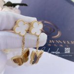 Van Cleef & Arpels Lucky Alhambra Earrings, 2 Motifs Yellow Gold, Mother Of Pearl, Tiger Eye Vcard79800 (5)