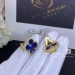 Van Cleef & Arpels Vintage Alhambra Earrings Yellow Gold, Blue Agate (4)