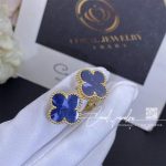 Van Cleef & Arpels Vintage Alhambra Earrings Yellow Gold, Blue Agate (5)