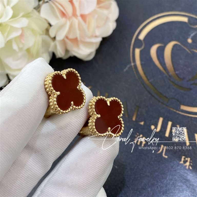 Van Cleef & Arpels Vintage Alhambra Earrings Yellow Gold, Carnelian Vcard40400 (3)