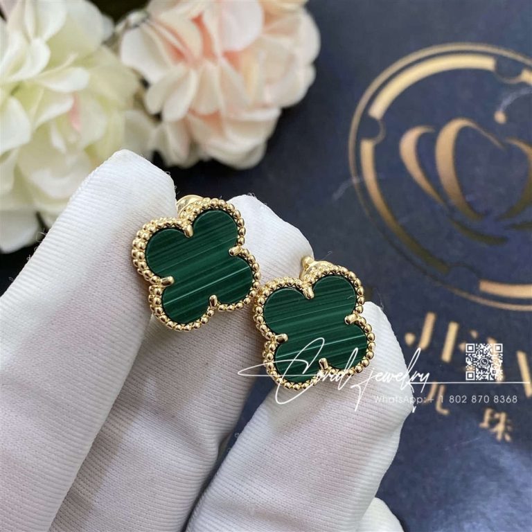 Van Cleef & Arpels Vintage Alhambra Earrings Yellow Gold, Malachite Vcaro3ql00 (1)