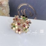 Van Cleef & Arpels Frivole Ring, 8 Flowers Rose Gold, Emerald, Ruby Vcarp7se00 (5)