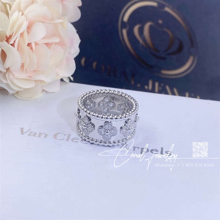 Van Cleef & Arpels Perlée Clovers Ring, White Gold, Diamond Vcaro9lp00 (1)