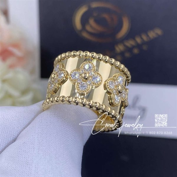 Van Cleef & Arpels Perlée Clovers Ring, Yellow Gold, Diamond Vcaro3y700 (10)